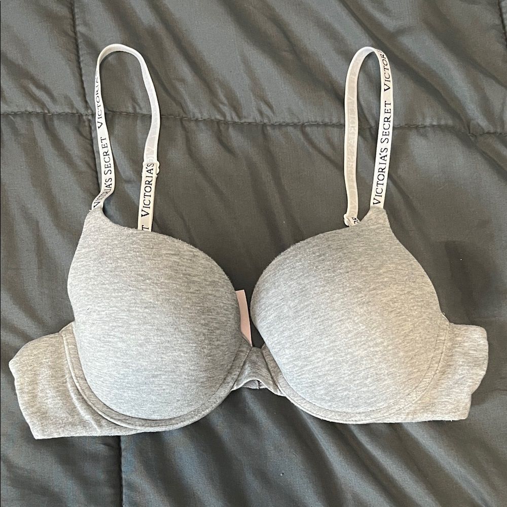 Victoria’s Secret TShirt Push Up Bra Full Coverage Gray Logo 36B
